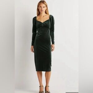 Boden Velvet Sweetheart Midi Dress in Green NEW Size 12